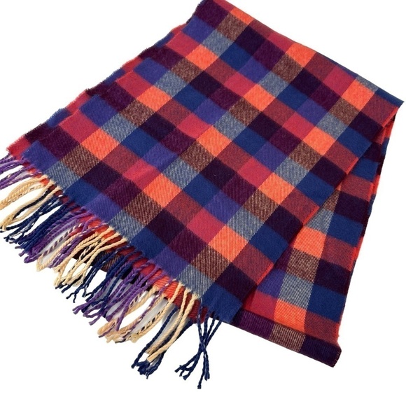 D&Y Unisex Classic Softer Than Cashmere Plaid Fringe Scarf - Picture 3 of 6